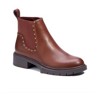 Coach Lory leather studded short boot- brown